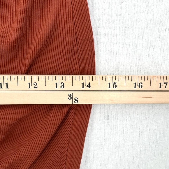 ENZA COSTA Dress Womens Large Umber Stretch Silk Knit Ruched Strappy Midi NEW - Picture 14 of 16